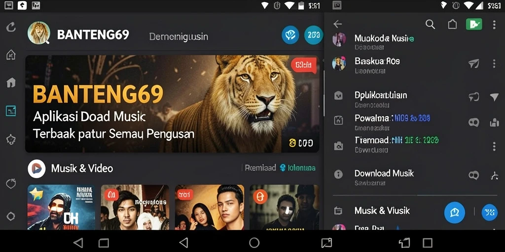 Antarmuka BANTENG69 yang sederhana dan fungsional untuk download musik.