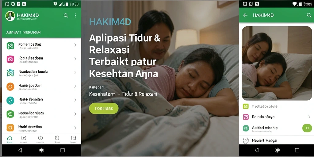 Screenshot antarmuka HAKIM4D menampilkan fitur relaksasi dan pelacakan tidur.