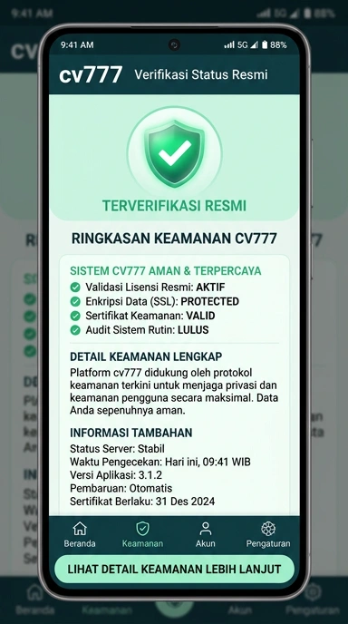 Tampilan kanal resmi cv777