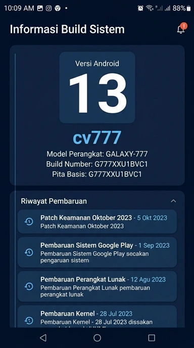 Tampilan riwayat versi cv777